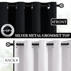 Yakamok 100% Blackout Curtains Black Room Darkening Thermal Insulated Window Curtain with 2 Thick Layers-Set of 2 Panels Grommet Top Drapes for Bedroom Living Room 52 Inches by 63 Inches Length