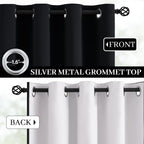Yakamok Grey 100% Blackout Curtains W100xL84 inch Gray Sliding Door Drapes