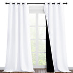 NICETOWN White Blackout Curtains 90 inches Long, Full Light Blocking Drapes with Black Liner for Nursery, Thermal Insulated Draperies for Hall, Villa (2 Pieces, 46" Wide Each Panel, Pure White)