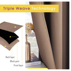 NICETOWN Kitchen Blackout Curtains and Drapes, 1 Pair, 34 inches by 70 Inch, Cappuccino, Triple Weave Energy Saving Thermal Insulated Solid Grommet Blackout Panels for Patio