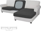 Easy-Going Stretch 3 Pieces Couch Cushion Covers for Sectional Sofa Left/Right L Shape Chaise Lounge Sofa Seat slipcover Anti-Slip Sofa Cover Soft (2 Seater + 1 Chaise, Dark Gray)