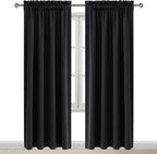 DWCN Blackout Curtains Room Darkening Thermal Insulated Bedroom Curtains Window Curtain Panels, 52 x 84 inches Long, Set of 2 Black Rod Pocket Drapes