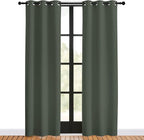 NICETOWN Thermal Curtains for Kids Room, Dark Mallard, Set of 2, 34 by 80 inches, Window Treatment Thermal Insulated Solid Grommet Blackout Drape Panels for Bedroom