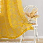 YJ YANJUN Vintage Lace Curtains 63 Inch Length-Victorian Floral Pattern Mustard Yellow Sheer Curtain Panels for Living Room Bedroom,Light Filtering, Summer Drapes 2 Panels 52W x 63L