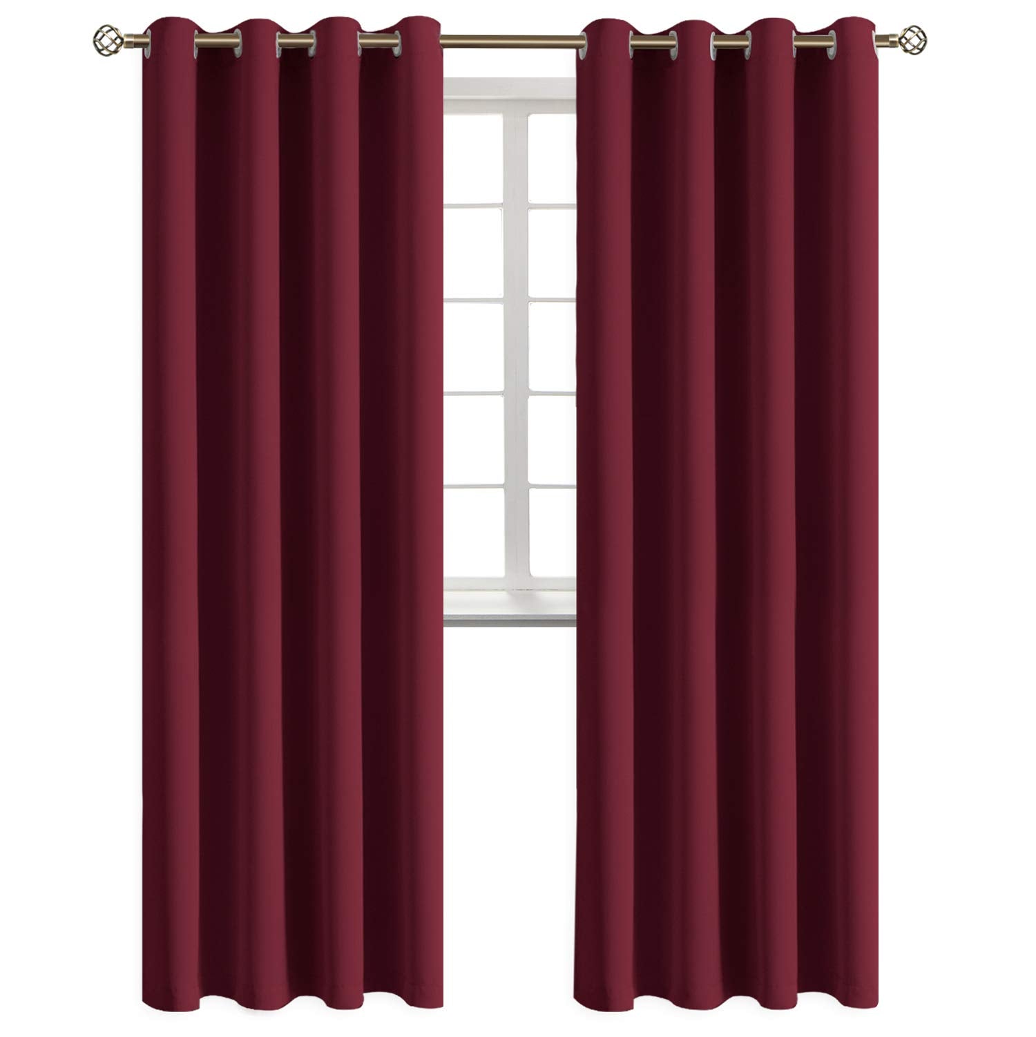BGment Blackout Curtains - Grommet Thermal Insulated Room Darkening Bedroom and Living Room Curtains, Set of 2 Panels (52 x 120 Inch, Burgundy)