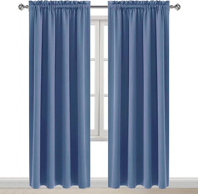 DWCN Blackout Curtains for Bedroom 52 x 84 Inch Long Dusty Blue 2 Panels