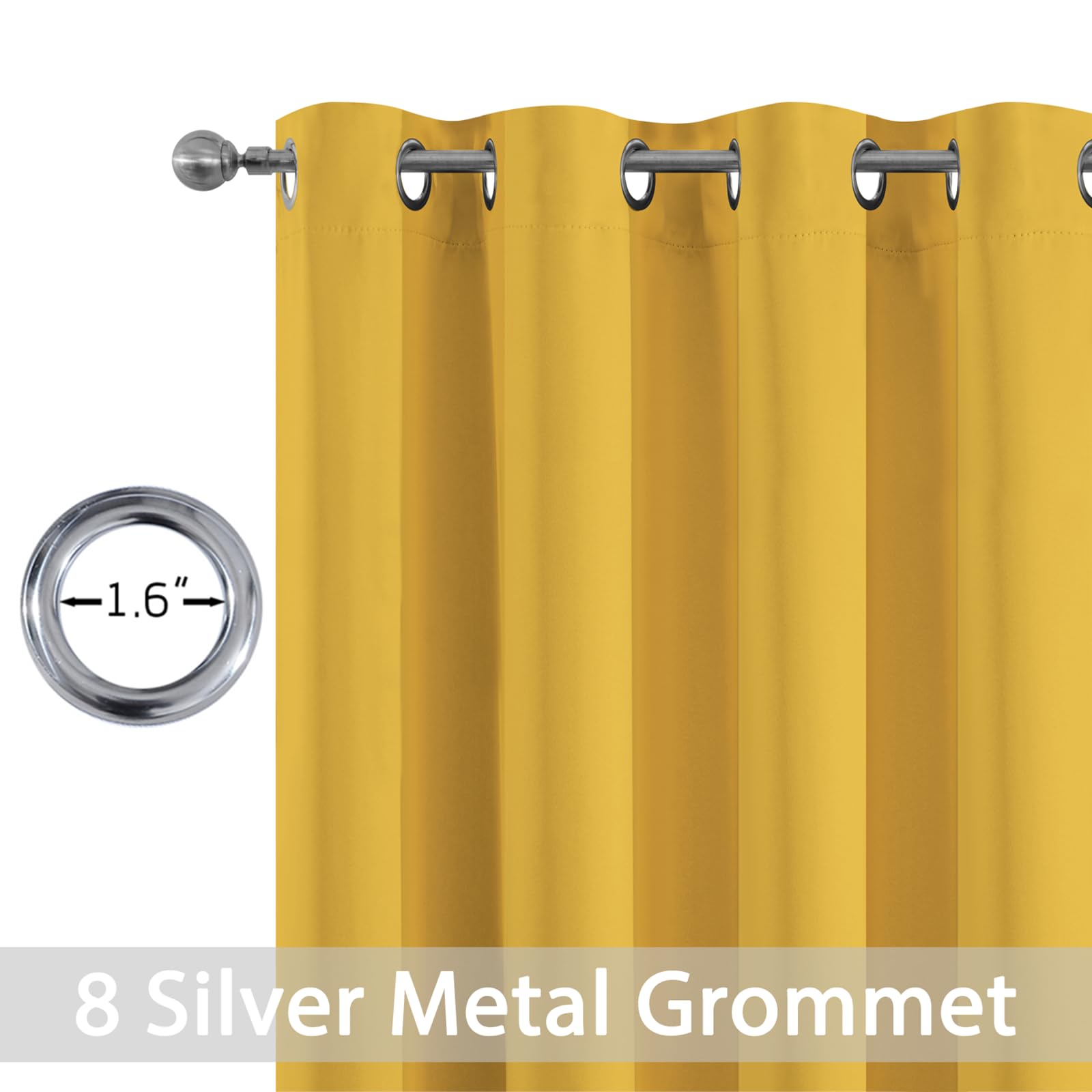 Yakamok Mustard Yellow Room Darkening Curtains 84 inch Sliding Door Drapes