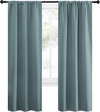 NICETOWN Greyish Blue Blackout Curtains Panels for Window, Thermal Insulated Rod Pocket Blackout Drapes/Draperies for Living Room (2 Panels, W34 x L72 inches)