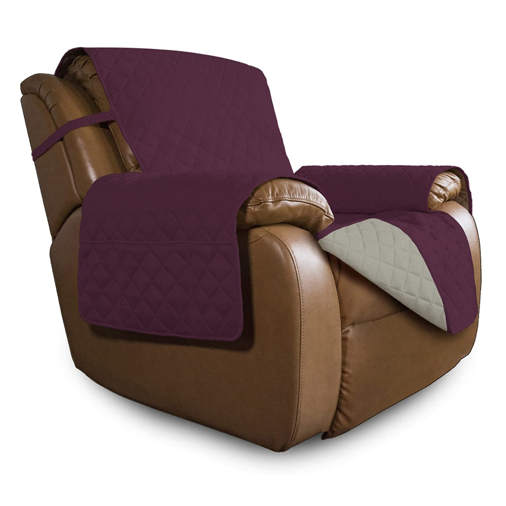 Easy-Going Reversible Couch Cover, Oversized Recliner, Wine/Beige