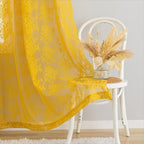YJ YANJUN Vintage Lace Curtains 108 Inches Long- Retro Floral Mid Century Modern Sheer Curtain Panels Funky Embroidery Pioneer Woman Drapes Fall Decor 2 Panels W52 x L108 Gold