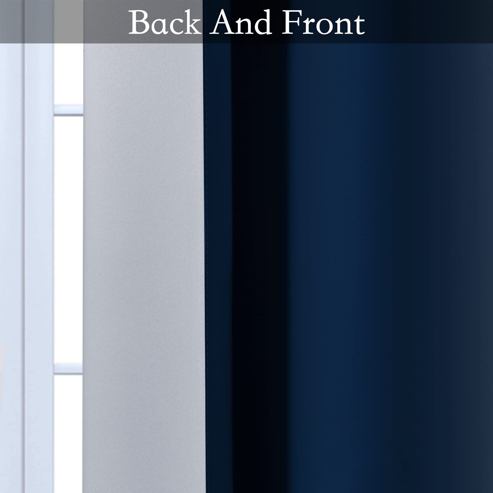 SimpleHome Ombre Blue to Grey White Curtains for Living Room 52Wx54L