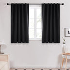 Deconovo Short Blackout Curtains for Small Windows Thermal Insulated Rod Pocket and Back Tab Curtains 42Wx45L Inch Black 2 Panels
