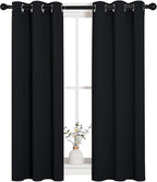 NICETOWN Cafe Blackout Curtains and Drapes for Shack, 2 Panels, 29 inches Wide by 40 inches Long,Black, Solid Thermal Insulated Grommet Blackout Drapery Panels for Window