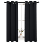 NICETOWN Cafe Blackout Curtains and Drapes for Shack, 2 Panels, 29 inches Wide by 40 inches Long,Black, Solid Thermal Insulated Grommet Blackout Drapery Panels for Window