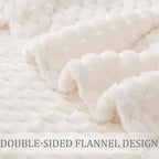 Exclusivo Mezcla Fleece Twin Blanket for Bed, Extra Large Fuzzy Ivory Bed Blankets, Soft Cozy Plush Sofa Throws for All Seasons, 90x66 Inches