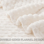 Exclusivo Mezcla Large 3D Fleece Throw Blanket for Couch, Ivory