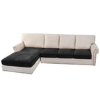 H.VERSAILTEX Velvet Stretch Sectional Couch Covers 4 Pieces Sofa Seat Cushion Covers L Shape Separate Cushion Couch Chaise Cover for Both Left/Right Couch (Large Sofa 3 Seater + 1 Chaise, Black)