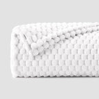 BEDELITE Fleece Throw Blanket for Couch & Bed - 3D Jacquard Decorative White Blanket, Super Soft and Cozy Warm Fuzzy Blanket All Seasons Suitable, 50x60Inches