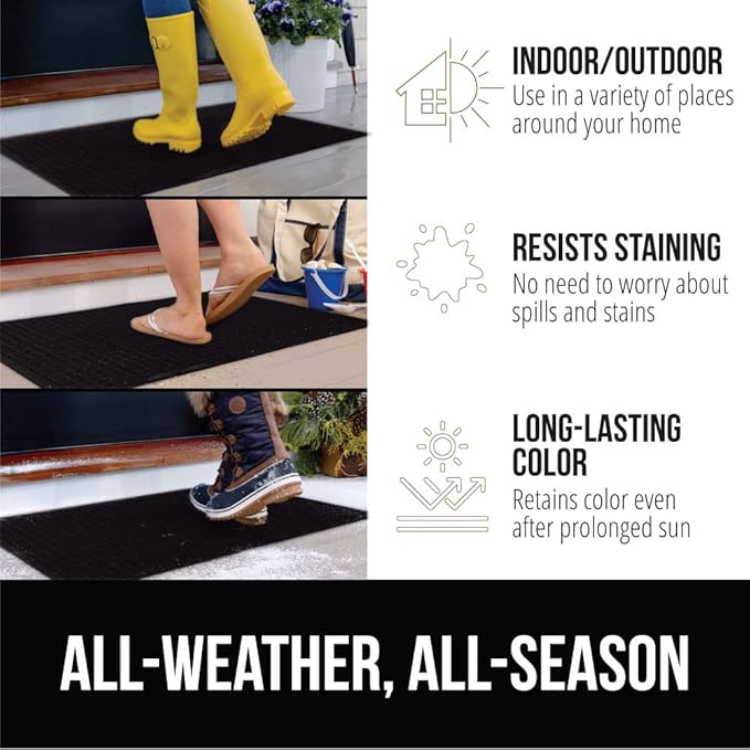GORILLA GRIP® Ultra Absorbent Front Door Mat Outside Entrance, 35x23, Traps Dirt and Moisture, HydroABSORB Indoor Outdoor Doormat Holds Up to 5.7 Cups Water, Stain and Fade Resistant Welcome Mat Black