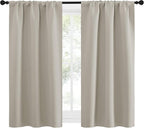 NICETOWN Blackout Curtains for Living Curtains, Room Darkening Window Curtain Panels, Easy-Care Solid Thermal Insulated Draperies/Drapes for Daughter Room (Natural, 2 Panels, 29 by 50)