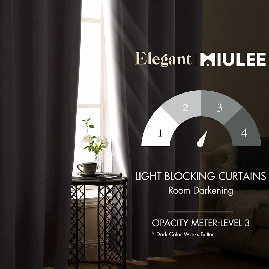 MIULEE Pure White Blackout Bedroom Curtains Drapes 72 Inch Long 52"x72"