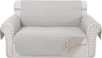 Reversible Loveseat Sofa Covers Couch Cover Furniture Protector(Loveseat,Light Grey/Beige)