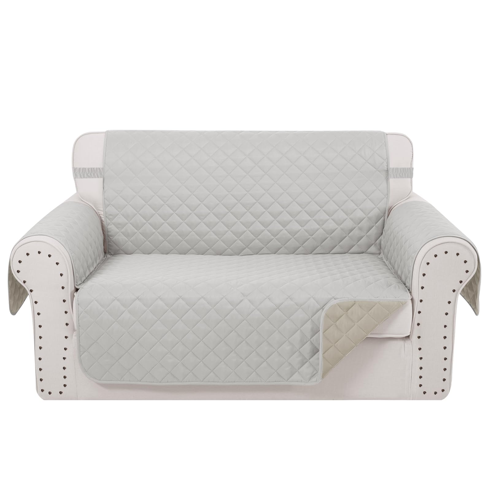 Luxshare Home Reversible 45" Small Loveseat Sofa Covers, Light Grey/Beige