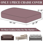 Couch Cushion Chaise Lounge Cover Washable Separate Seat Chaise Couch Cover Stretch Sectional Sofa Slipcover (1 Piece for Chaise or Sofa 3-Seater, Burgundy)