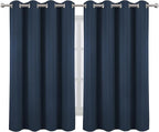LEMOMO Navy Blue Thermal Blackout Curtains/52 x 54 Inch/Set of 2 Panels Room Darkening Curtains for Bedroom