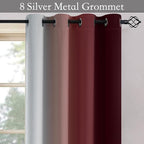 SimpleHome Ombre Room Darkening Curtains for Bedroom, Gradient Red to Grey White Light Blocking Thermal Insulated Grommet Window Curtain/Drapes for Living Room,2 Panels, 52x84 inches Length
