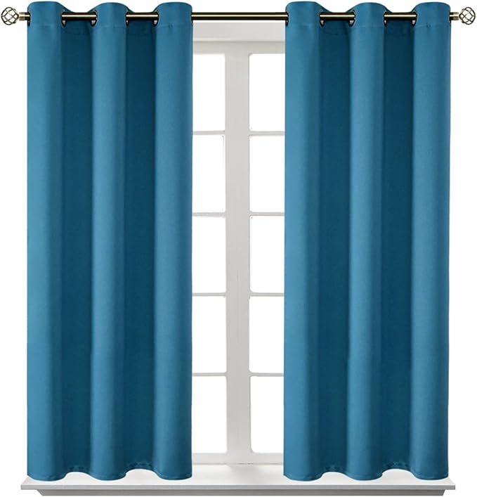 BGment Blackout Curtains - Grommet Thermal Insulated Room Darkening Bedroom and Living Room Curtains, Set of 2 Panels (38 x 45 Inch, Steel Blue)