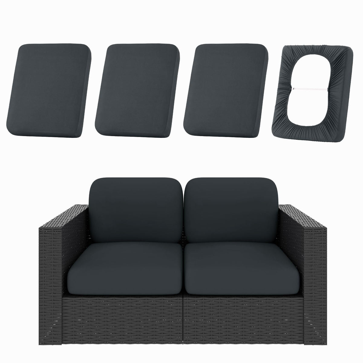 hyha 12Pcs Patio Cushion Covers, Stretch Outdoor Couch Cushion Covers