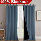 NICETOWN 100% Blackout Blinds, Set of 2, 46" x 96", Smoky Blue, Laundry Room Decor Window Treatment Curtains for Large Patio Sliding Door, Thermal Insulated Curtains for Bedroom