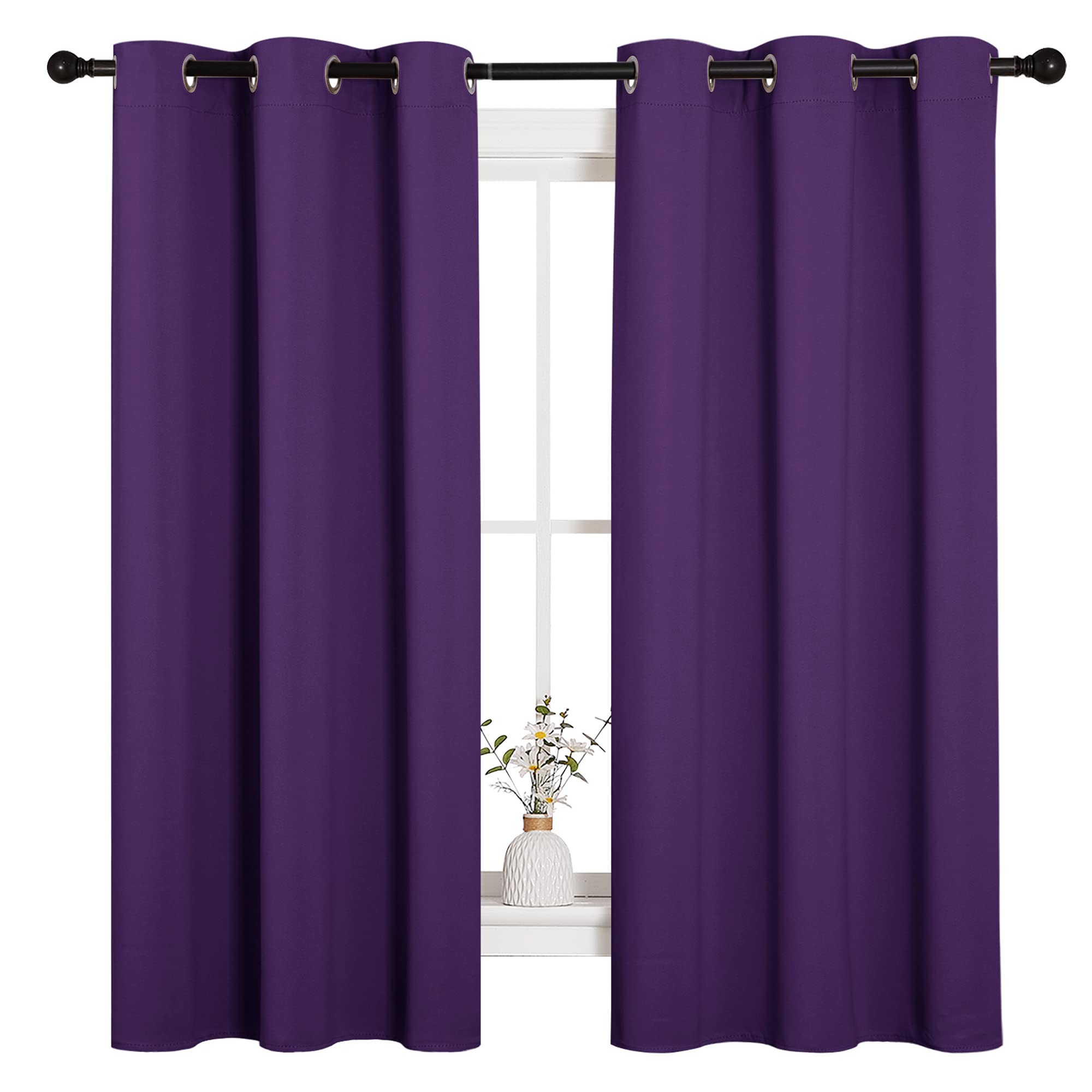 NICETOWN Grey Blackout Curtains for Bedroom 42" Wide x 63" Long 2 Panels