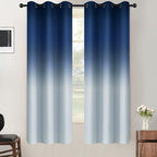 SimpleHome Ombre Room Darkening Curtains for Living Room, Light Blocking Gradient Blue to Grey White Thick Thermal Insulated Grommet Window Curtains/Drapes for Bedroom, 2 Panels, 42x63 inches Length