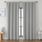 Simplebrand Ava Silver Grey Blackout Curtains for Bedroom 90 Inches Long 2 Panels Set, Solid Privacy Energy Saving Living Room Window Treatment Curtains Blackout Drapes, W50 x L90 Inch, Silver Grey