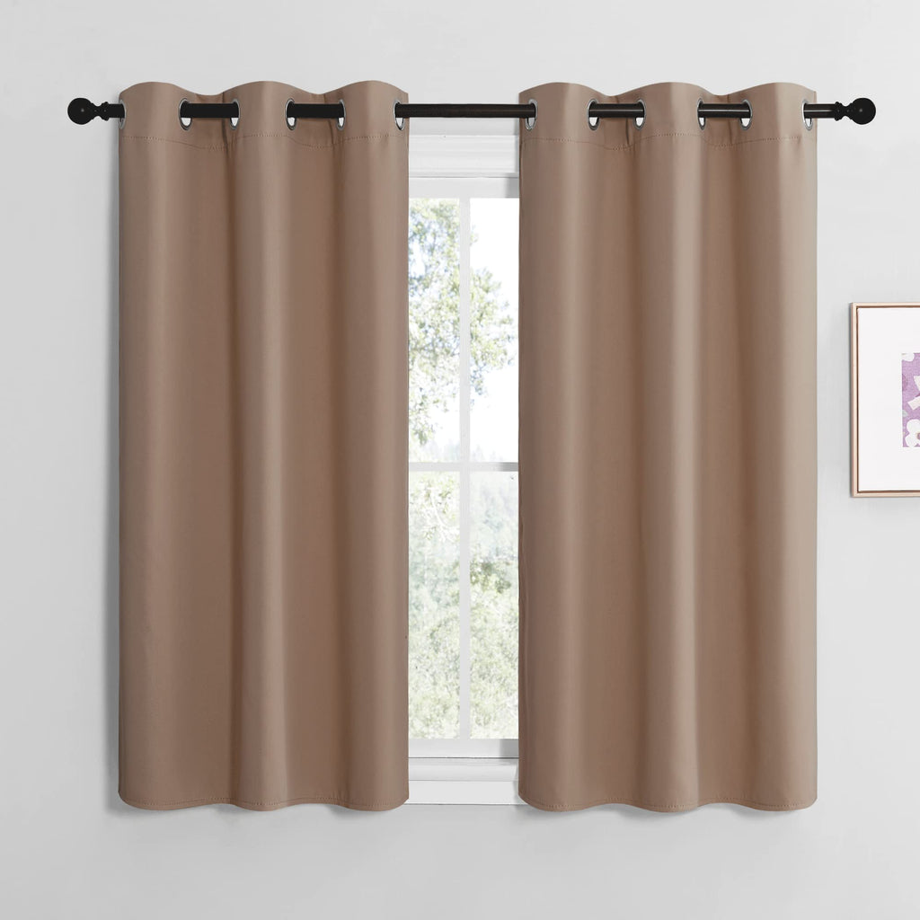 NICETOWN Bedroom Curtains Blackout Drapery Panels, Three Pass Microfiber Thermal Insulated Solid Ring Top Blackout Window Curtains/Drapes (Two Panels, 42 x 50 inches, Gray)