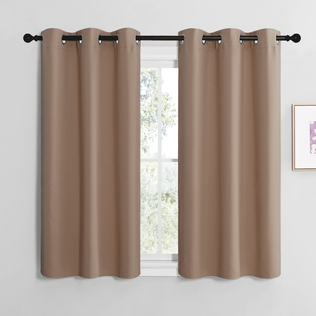 NICETOWN Bedroom Curtains Blackout Drapery Panels, Three Pass Microfiber Thermal Insulated Solid Ring Top Blackout Window Curtains/Drapes (Two Panels, 42 x 50 inches, Gray)