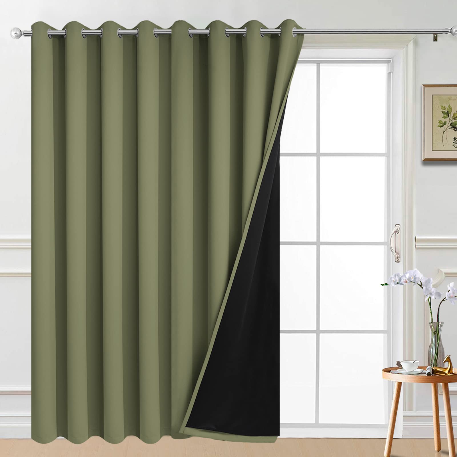 Yakamok Sage 100% Blackout Patio Door Curtain Panels W100 x L84,1 Panel