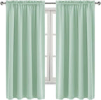 DWCN Blackout Curtains Room Darkening Thermal Insulated Bedroom Curtains Window Curtain Panels, 52 x 63 inches Long, Set of 2 Light Green Rod Pocket Drapes