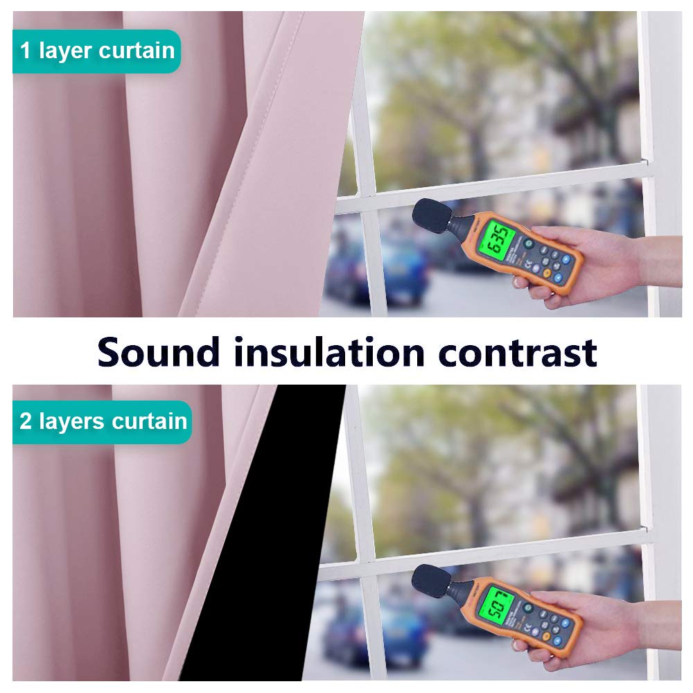 NICETOWN 100% Blackout Window Panel Curtains, Full Light Blocking Drapes with Black Liner for Nursery, 72 inches Drop Thermal Insulated Draperies (Lavender Pink, 2 Pieces, 52 inches Wide Per Panel)
