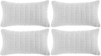 Fancy Homi 4 Packs Pure White Decorative Throw Pillow Covers 16x24 Inch for Living Room Couch Bed, Rustic Modern Farmhouse Boho Home Decor, Soft Plush Corduroy Cute Accent Square Cushion Case 40x60 cm