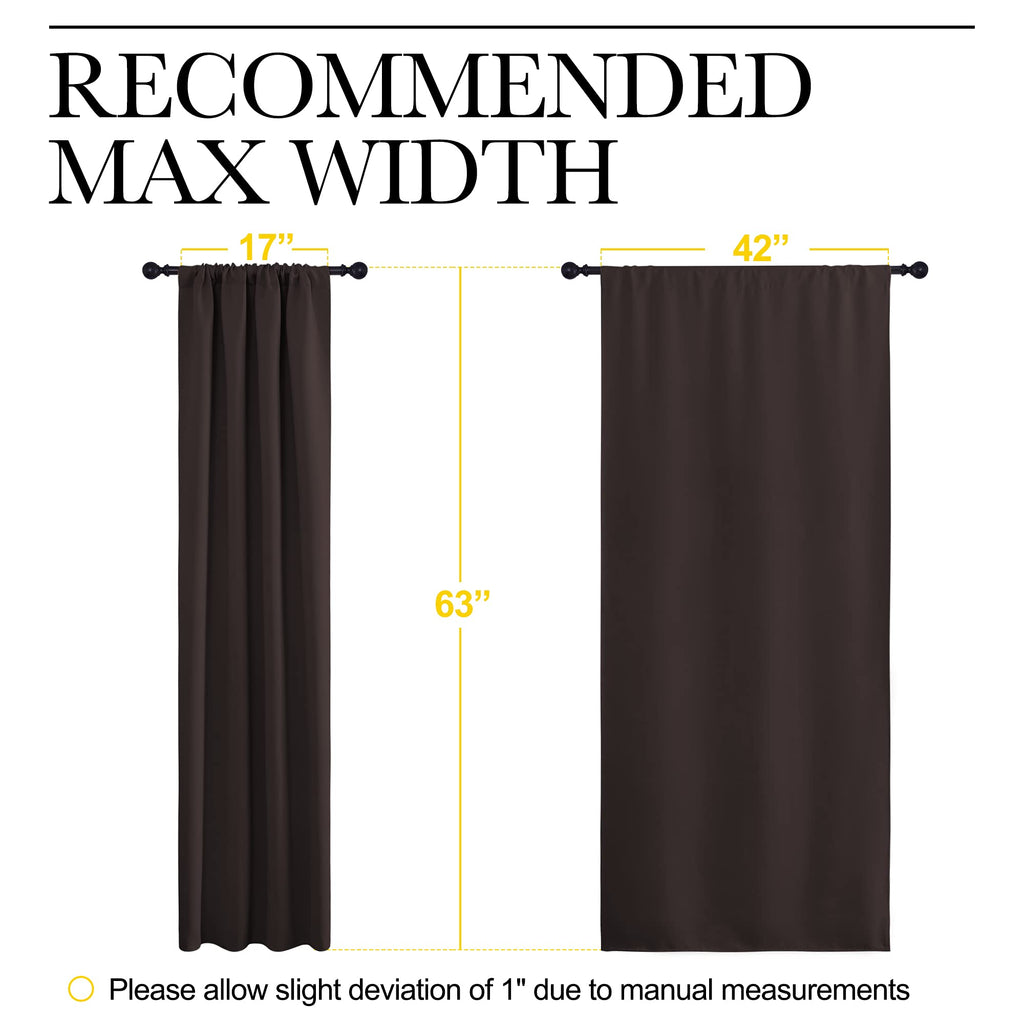 NICETOWN Blackout Curtain Panels 63 inches - Triple Weave Microfiber Energy Saving Thermal Insulated Solid Rod Pocket Blackout Curtains for Bedroom (1 Pair, 42 inches by 63 Inch, Toffee Brown)