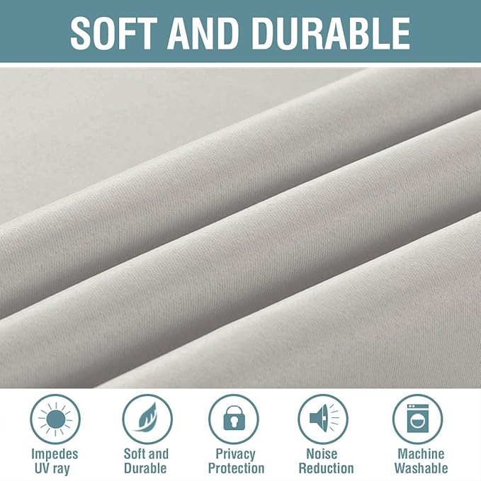 H.VERSAILTEX Blackout Curtain for Living Room Thermal Insulated Window Treatment Curtain Extra Long 96 inch Length Energy Saving Solid Grommet Top Blackout Drape, One Panel, Stone, 52" W x 96" L