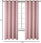 BGment Room Darkening Curtains 72 Inches Long - Grommet Thermal Insulated Drapes Window Treatment Curtains for Bedroom, 2 Panels, 52 x 72 Inch, Baby Pink