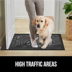 GORILLA GRIP 100% Waterproof All-Season WeatherMAX Doormat, US Designed Natural Rubber, Stain and Fade Resistant, Low Profile Indoor Outdoor Door Mats, Easy Clean Patio Mat, 29x17, Charcoal Hello