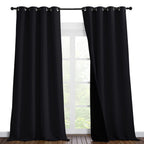 NICETOWN Extra Long Truly Blackout Drapes for Hall and Villa, 100% Blackout Window Curtain Panels with Black Lined for Night Shift Worker, 55-inch Width Each Panel, 102-inch Length, Black, 2 Pieces