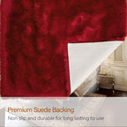 LOCHAS Soft Fluffy Faux Fur Rugs for Bedroom Bedside Rug 3x5 Feet, Washable, Furry Sheepskin Area Rug for Living Room Girls Room, Luxury Shag Carpet Home Decor, Red