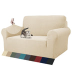 ZNSAYOTX 1 Piece Jacquard Couch Covers for 2 Cushion Couch High Stretch Loveseat Slipcover for Pets Dogs Anti Slip Love Seat Sofa Slipcover Furniture Protector (Loveseat, Light Beige)