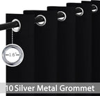 Yakamok 84 Inch Length 100% Blackout Curtains for Bedroom, Light Blocking Drapes Room Darkening Thermal Insulated Solid Grommet Panels for Living Room(70Wx84L, Black, 2 Panels)